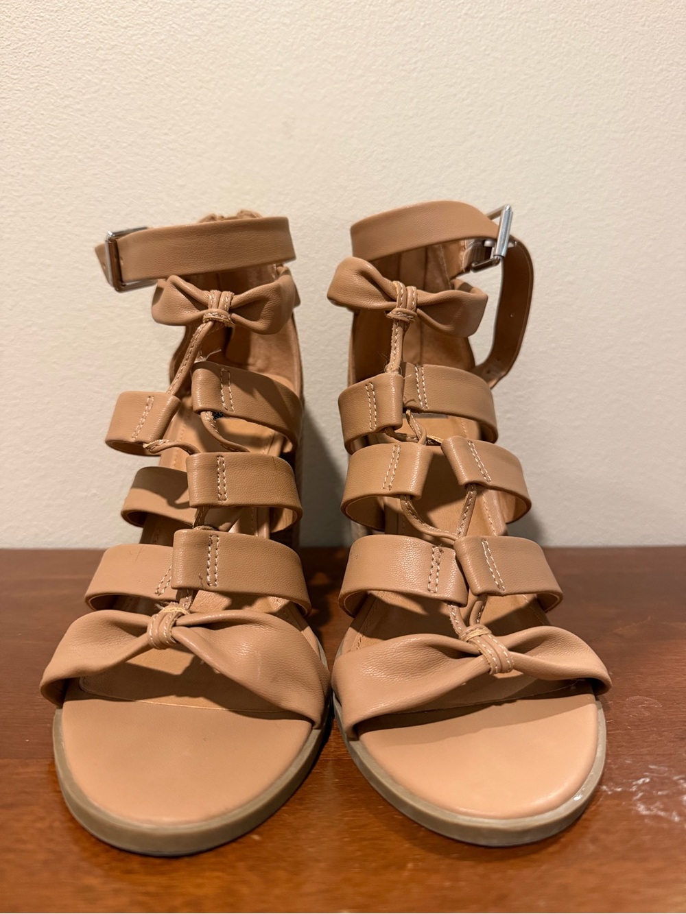 Dolce Vita Tan Strappy Bow Gladiator Sandals